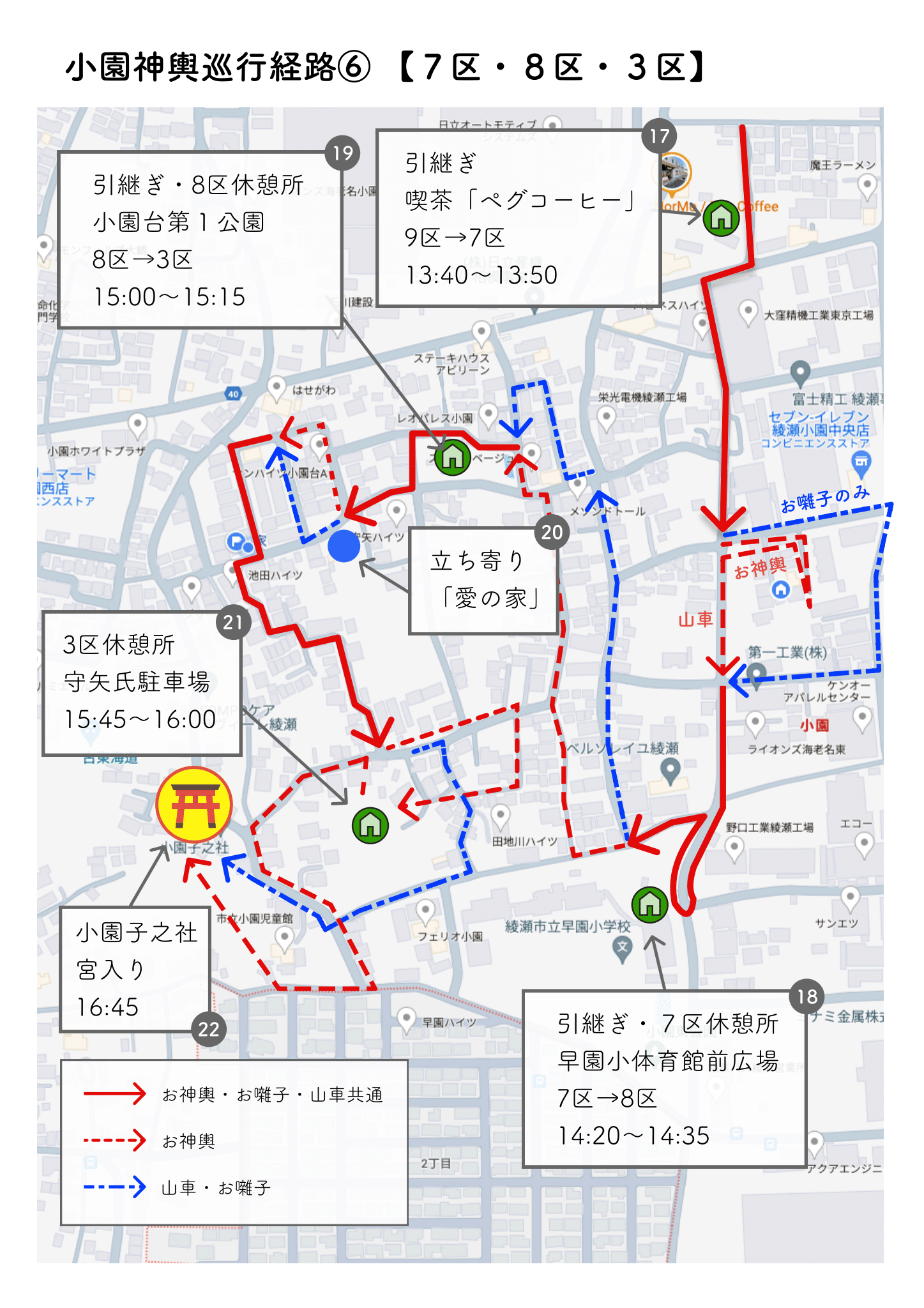 7区8区3区小園神輿巡行経路