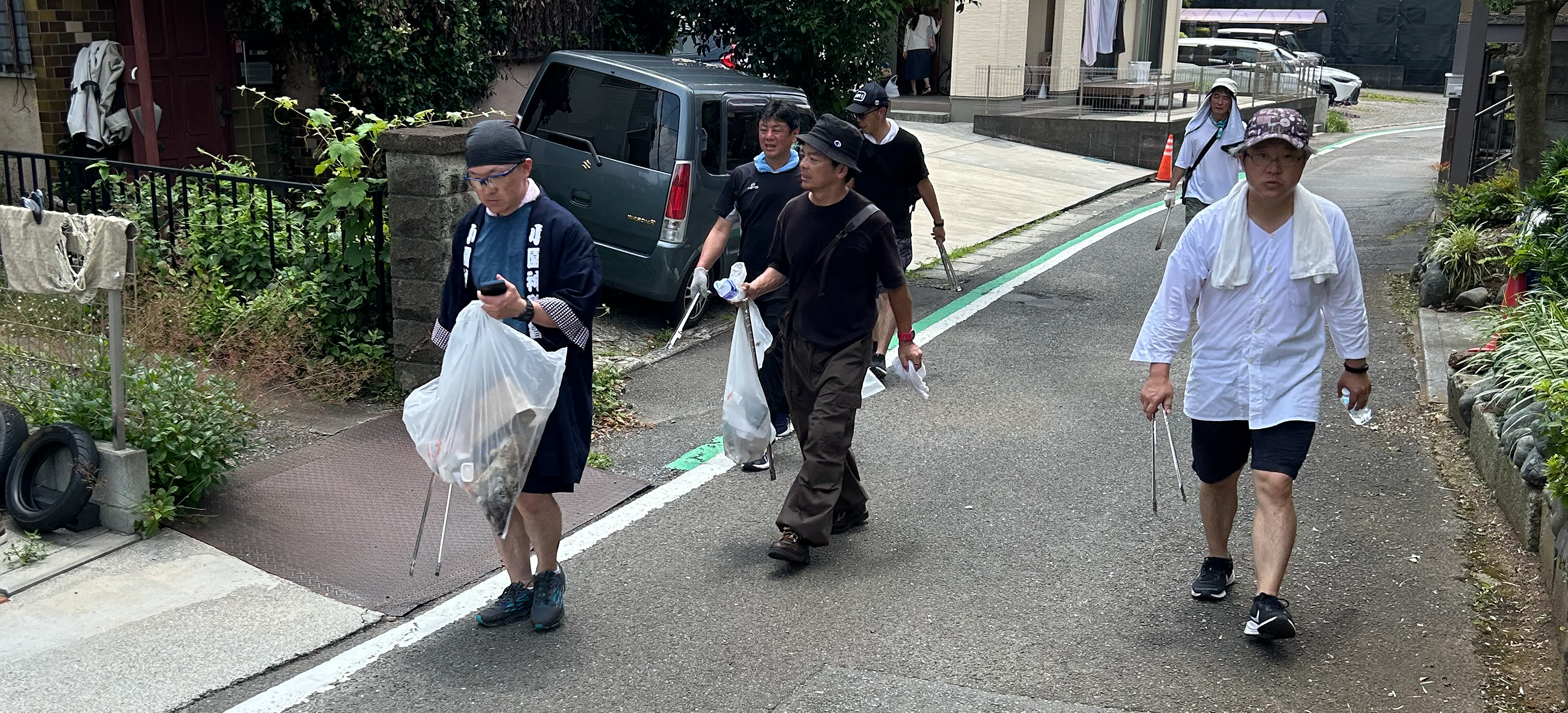 子供神輿巡行ルート確認&ゴミ拾い清掃